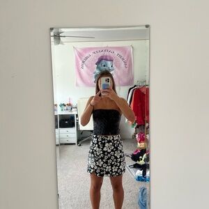 Floral Black and White Skirt